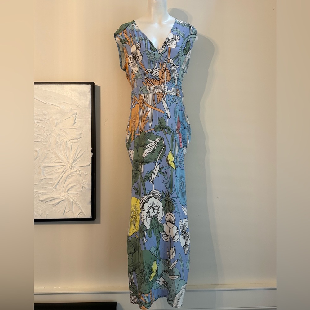 J. Crew Blue Sleeveless V-Neck Maxi‎ Sundress
